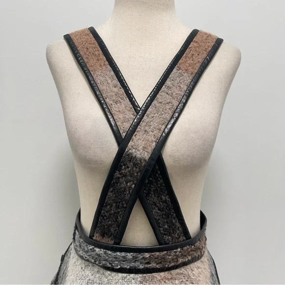 RARE 2010 3.1 Phillip Lim Trapezoid Leather Binding Brown Plaid Skirt Size 6 - Picture 3 of 15